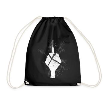 Dusseldorf Germany TV Tower Grunge Splash - Drawstring Bag - black - Front