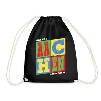 Aachen Germany City Colorful Skyline Home - Drawstring Bag - black - Front