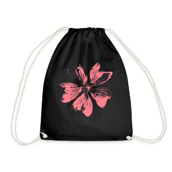 Blume / Malve Blüte - ROSA - Vintage - Turnbeutel - Schwarz - Vorne