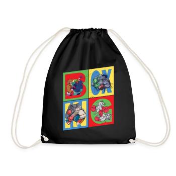 Boxen Boxer Boxkampf Sport Tiere Cartoon Comic - Turnbeutel - Schwarz - Vorne