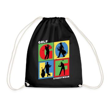 Golf Golfen Golfspieler Sport Hobby Club Vintage - Turnbeutel - Schwarz - Vorne