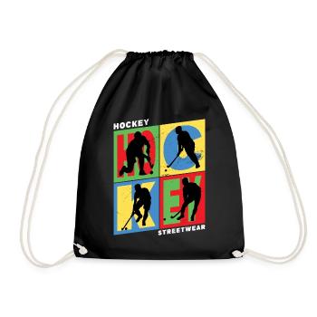 Hockey Field Hockey Player Sports Fan Vintage Retro - Drawstring Bag - black - Front
