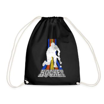 Hockey Field Hockey Player Sports Fan Team Vintage - Drawstring Bag - black - Front