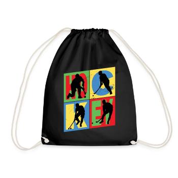 Hockey Field Hockey Player Sports Fan Vintage Retro - Drawstring Bag - black - Front