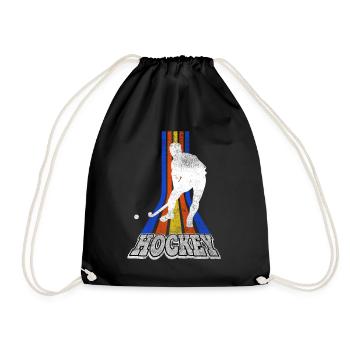 Hockey Field Hockey Player Sports Fan Team Vintage - Drawstring Bag - black - Front