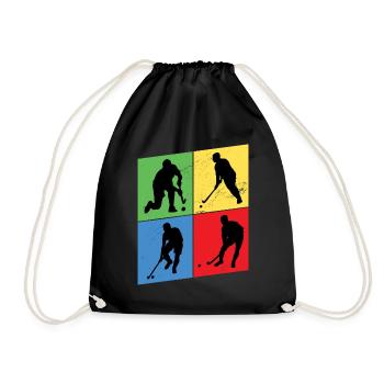 Hockey Field Hockey Player Sports Fan Vintage Retro - Drawstring Bag - black - Front