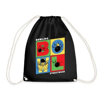 Bowling Bowling Bowling Ball Pins Bowling Players - Drawstring Bag - black - Front