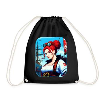 Cool red-haired pirate in I'm Steampung Style - Drawstring Bag - black - Front