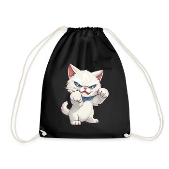 Katze Faust Kater Kätzchen Weiß Cartoon Comic - Turnbeutel - Schwarz - Vorne
