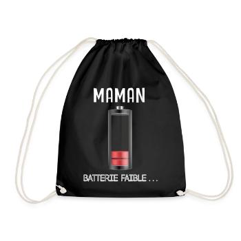 Maman Débordée Cadeau Humour Batterie Faible - Sac de sport léger - noir - Devant