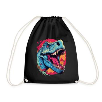 T-Rex Dinosaur Dino Tyrannosaurus Rex Vintage - Drawstring Bag - black - Front