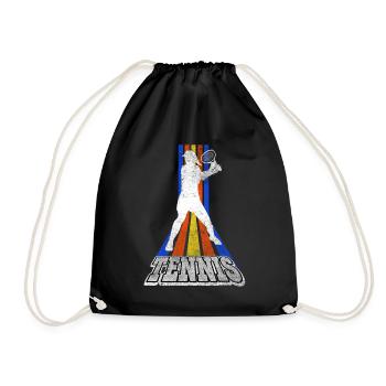 Tennis Tennis Player Woman Sport Match Club Fan - Drawstring Bag - black - Front
