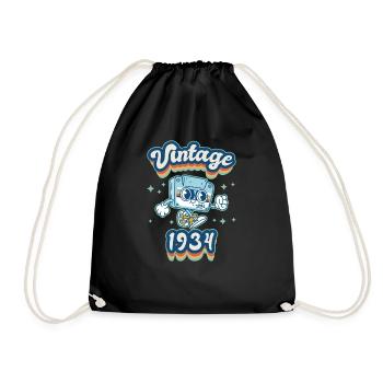 1934 Jahrgang geboren Geburtstag Mann Frau retro - Turnbeutel - Schwarz - Vorne