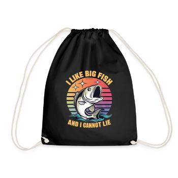 I like big fish and I cannot lie - Drawstring Bag - black - Front