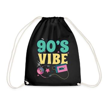 90er Jahre 90s Retro Geschenk - Turnbeutel - Schwarz - Vorne