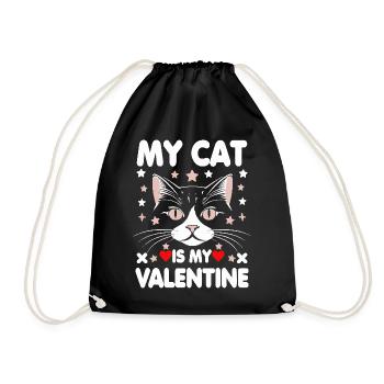 My Cat Is My Valentine - Drawstring Bag - black - Front