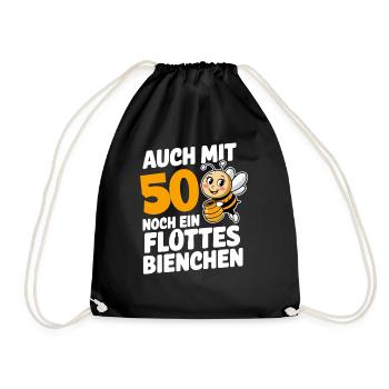50. Geburtstag 50 Jahre Flottes Bienchen Frau - Turnbeutel - Schwarz - Vorne
