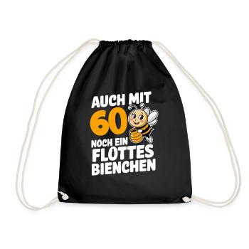 &0. Geburtstag &0 Jahre Flottes Bienchen Frau - Turnbeutel - Schwarz - Vorne