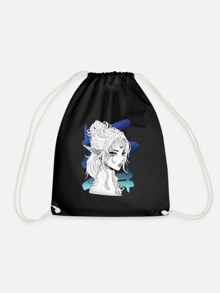 Mondelfe – Mystisches Anime Fantasy Design - Turnbeutel - Schwarz