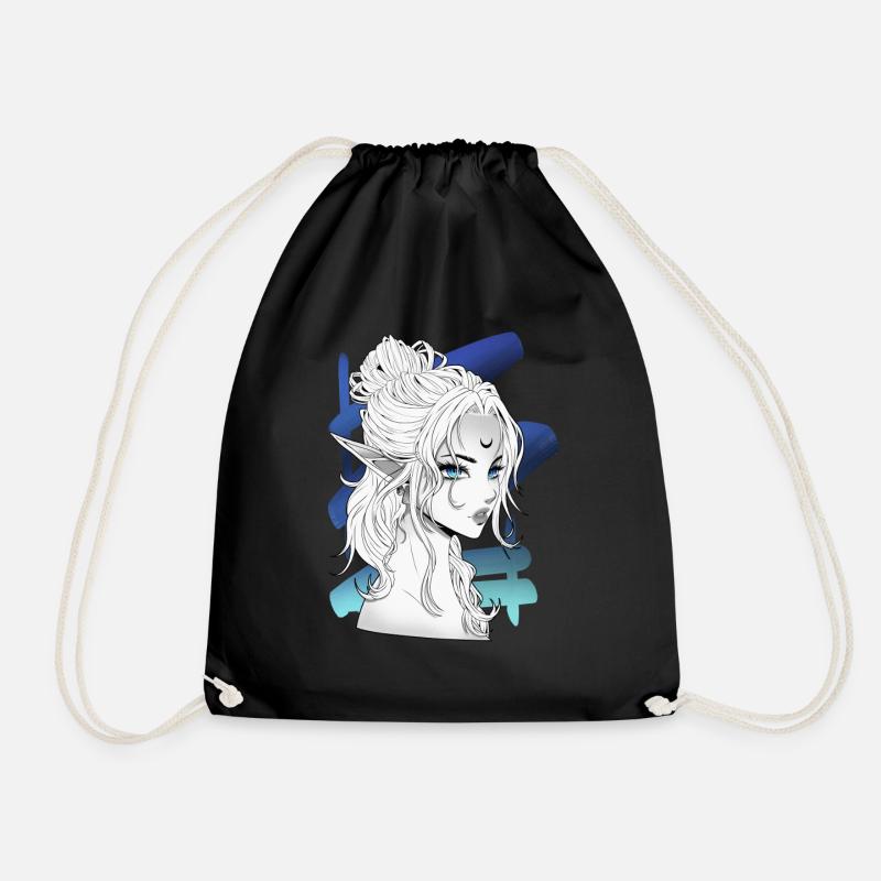 Mondelfe – Mystisches Anime Fantasy Design - Turnbeutel - Schwarz