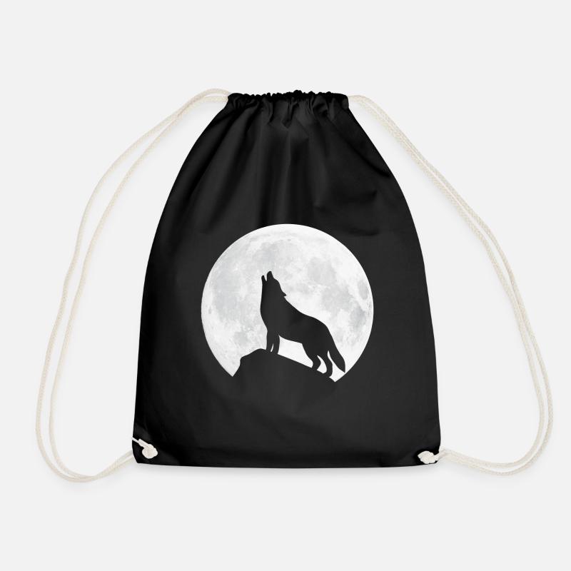 Heulender Wolf - Mond - Turnbeutel - Schwarz