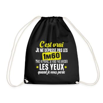 1m60 Yeux Taille Naine Petit Cadeau Humour - Sac de sport léger - noir - Devant