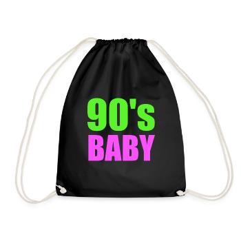 90's baby 90s 1990 childhood gift music - Drawstring Bag - black - Front