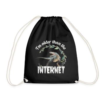 I'm older than the Internet + Dinosaur retro - Drawstring Bag - black - Front