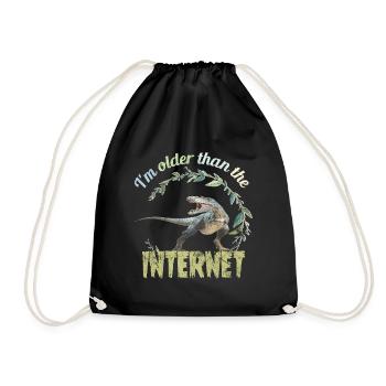 I'm older than the Internet + Dinosaur retro - Drawstring Bag - black - Front