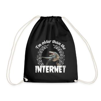 I'm older than the Internet + Dinosaur retro - Drawstring Bag - black - Front