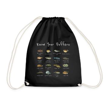 Puffer Fish Species Gift Marine Biology Diving - Drawstring Bag - black - Front