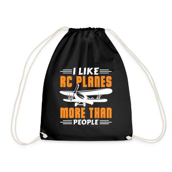 I like RC planes more than people - Drawstring Bag - black - Front