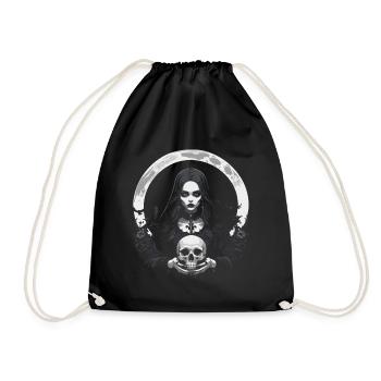 Gothic Girl Holding a Skull Design - Drawstring Bag - black - Front