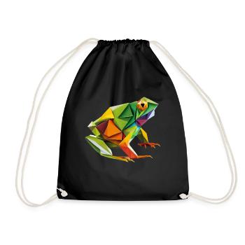 Origami Geometrie Frosch bunt modern arty - Turnbeutel - Schwarz - Vorne