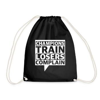 Champions de l’entraînement | se plaindre, motivation - Sac de sport léger - noir - Devant