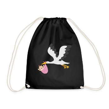 Cigogne avec bébé - Sac de sport léger - noir - Devant