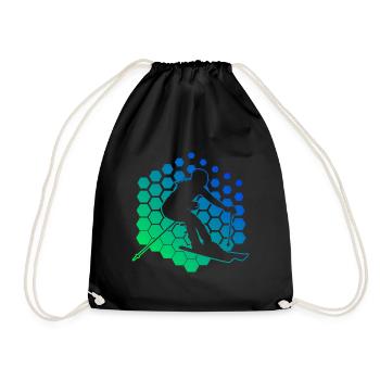 Skiing Winter Sports Skiers Stunt Ski - Drawstring Bag - black - Front