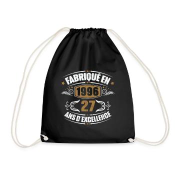 Cadeau d'anniversaire 27 ans, Fabriqué en 1996 - Sac de sport léger - noir - Devant