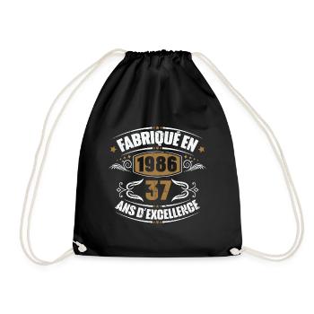 Cadeau d'anniversaire 37 ans, Fabriqué en 1986 - Sac de sport léger - noir - Devant