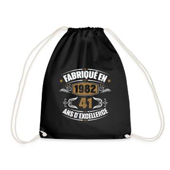 Cadeau d'anniversaire 41 ans, Fabriqué en 1982 - Sac de sport léger - noir - Devant