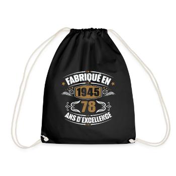 Geburtstagsgeschenk 78 Jahre, Baujahr 1945 - Turnbeutel - Schwarz - Vorne