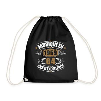 Birthday gift 64 years, Made in 1959 - Drawstring Bag - black - Front