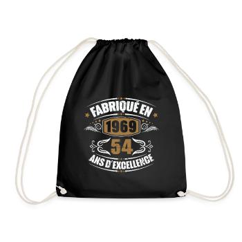 Cadeau d'anniversaire 54 ans, Fabriqué en 1969 - Sac de sport léger - noir - Devant