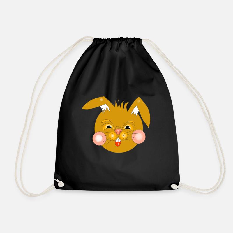Rabbit Head - Drawstring Bag - black