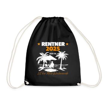 Rente Ruhestand Rentner Geschenk - Turnbeutel - Schwarz - Vorne