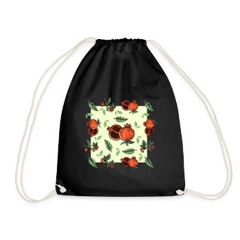Retro Vintage Grunge Style Pomegranate - Drawstring Bag - black - Front