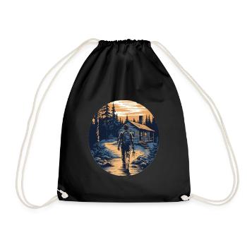 Hiking, Camping, Hiking, Hiker, Gift - Drawstring Bag - black - Front