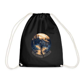 Wander More, Hiking Shirt, Camp, Hiking, Gift - Drawstring Bag - black - Front