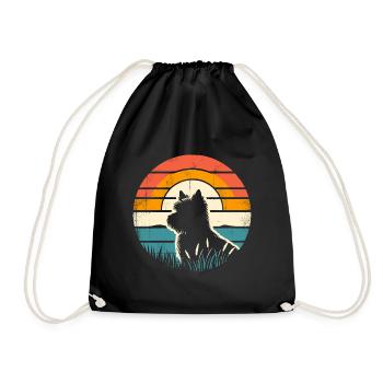 Cairn Terrier Vintage coucher de soleil - Sac de sport léger - noir - Devant