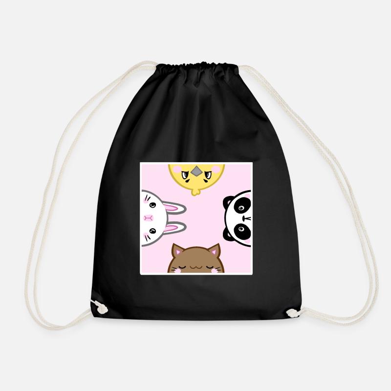 Cute Animals - Drawstring Bag - black